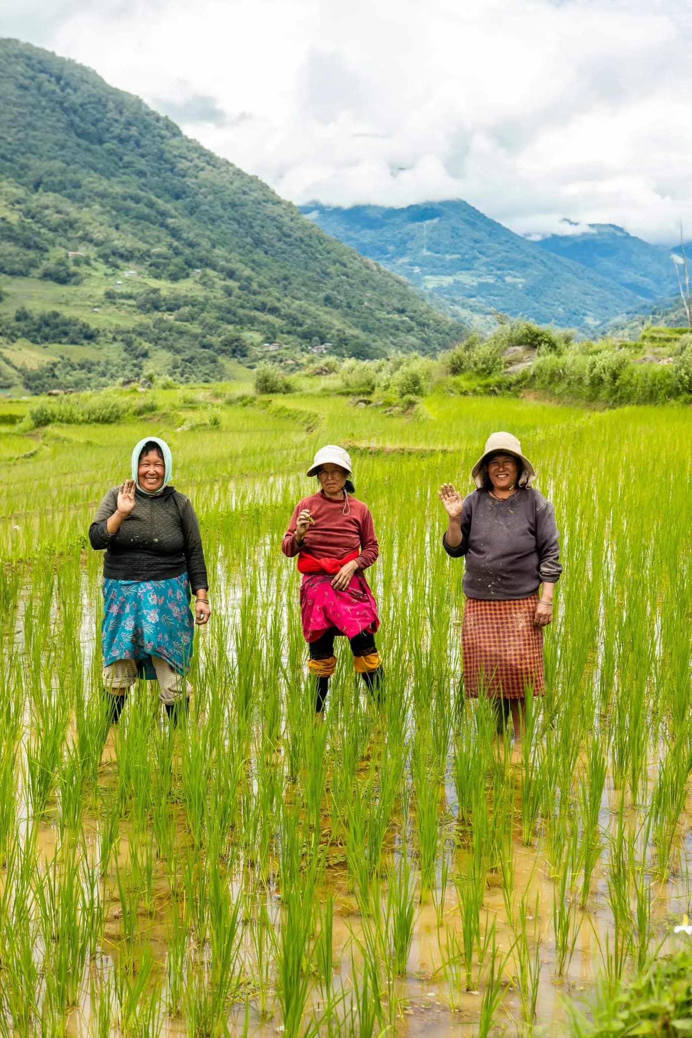 A warm interaction with a local family in a Bhutanese village
