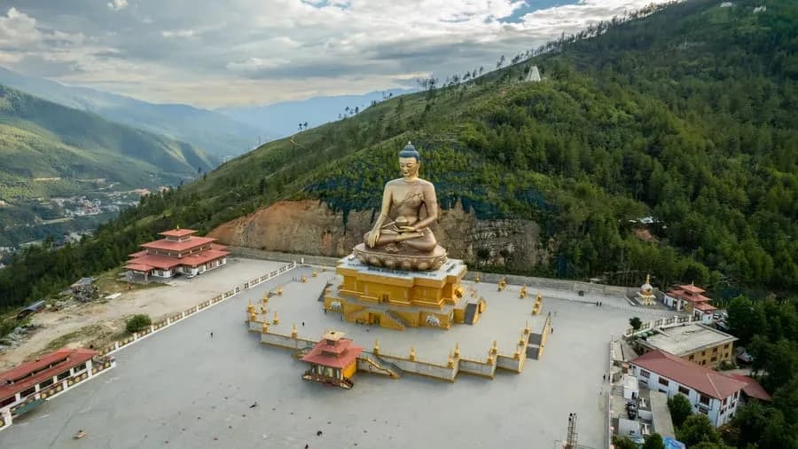 Buddha Dordenma statue overlooking Thimphu valley