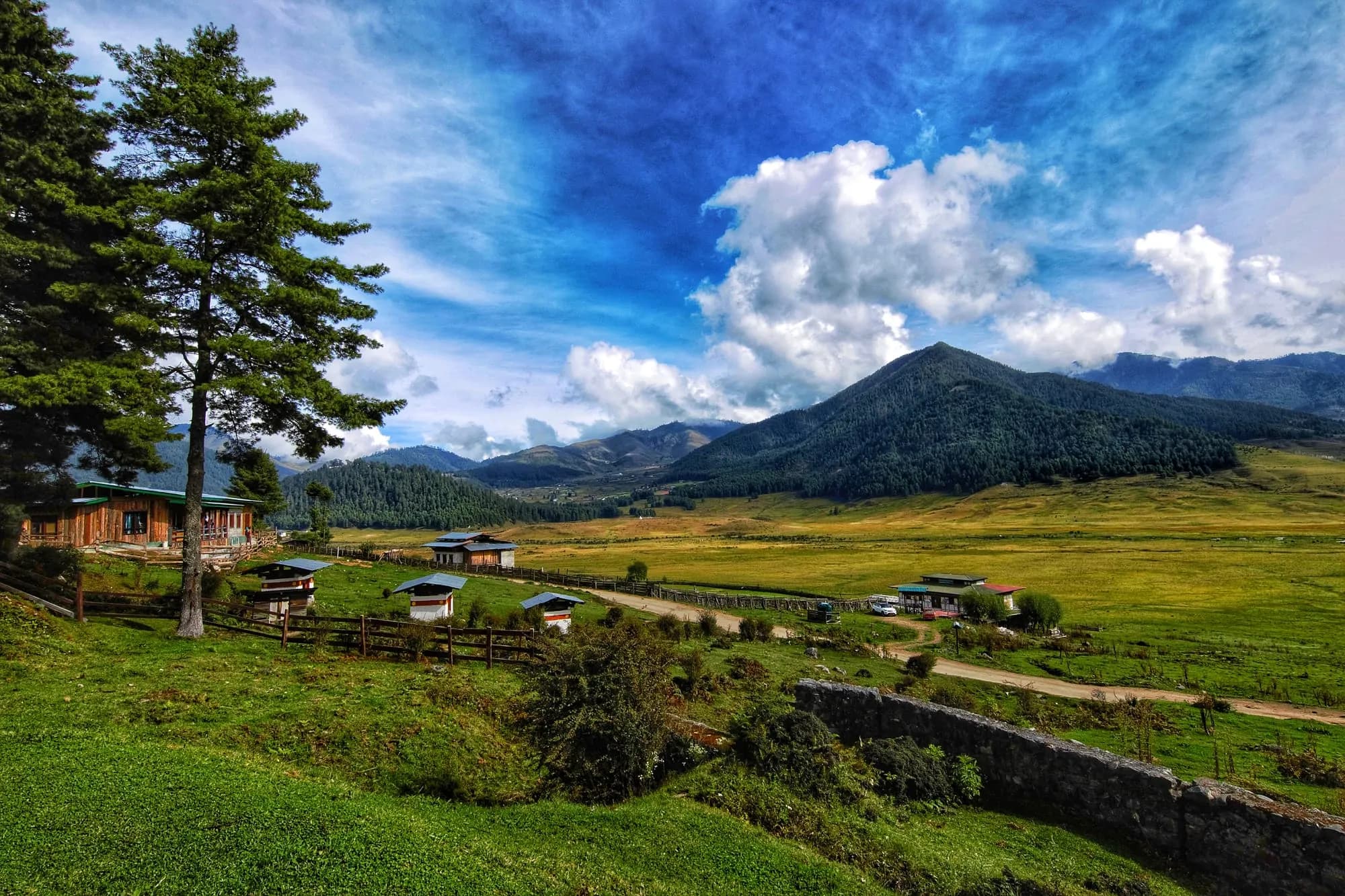 Phobjikha valley landscape in Bhutan