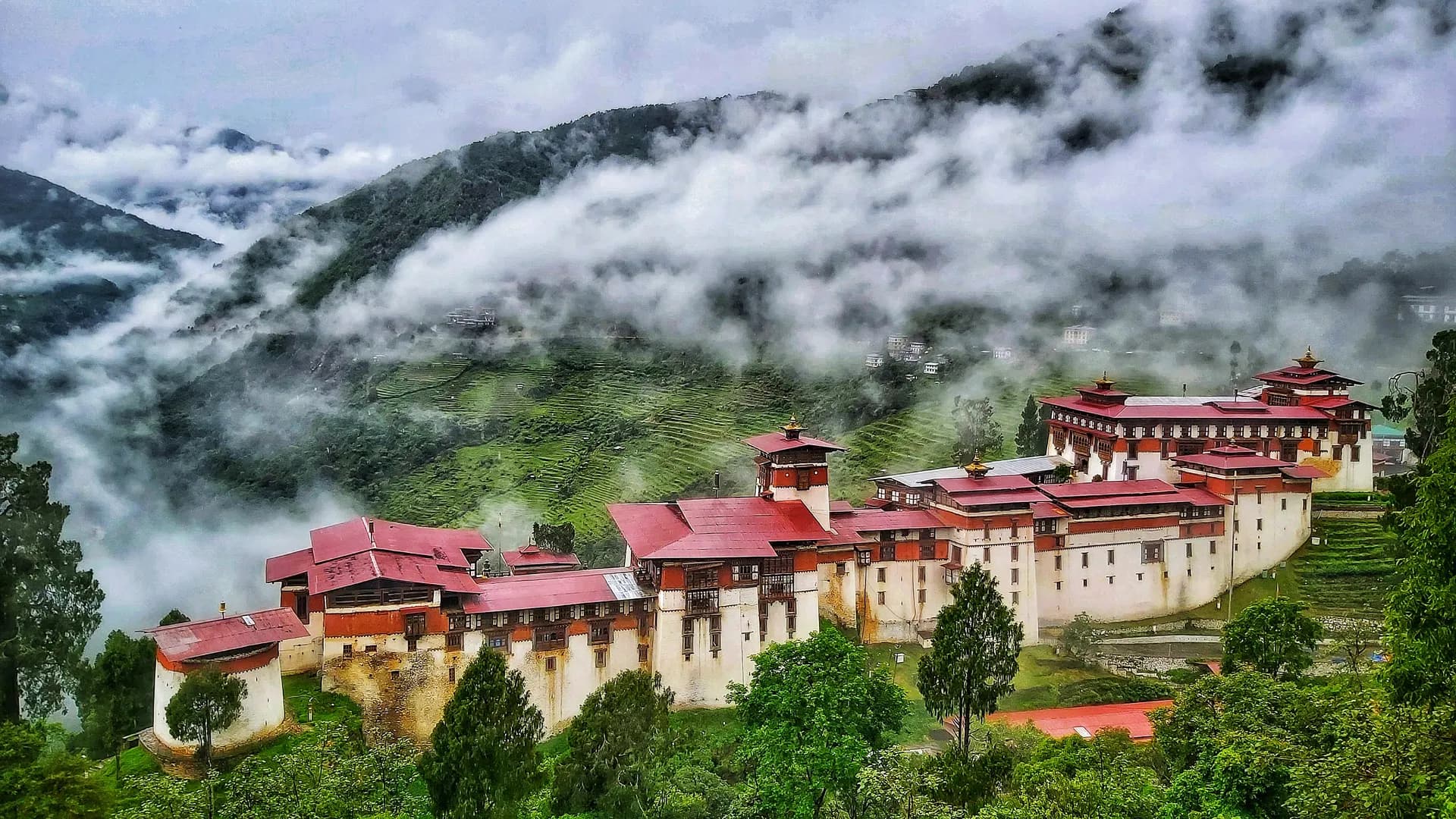 Bumthang valley landscape in central Bhutan